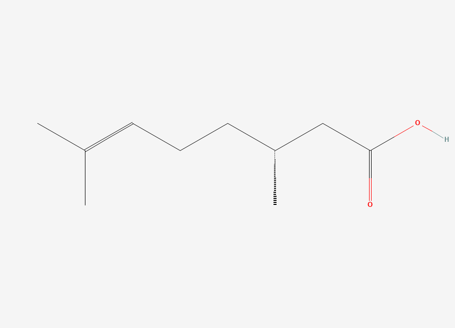 Two-dimensional chemical structure of (R)-(+)-citronellic acid
