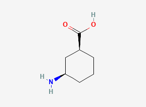 Two-dimensional chemical structure of rac-(1R,3S)-3-aminocyclohexane-1-carboxylic acid