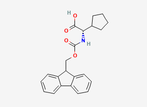 Two-dimensional chemical structure of (alphaS)-alpha-[[(9H-Fluoren-9-ylmethoxy)carbonyl]amino]cyclopentaneacetic acid