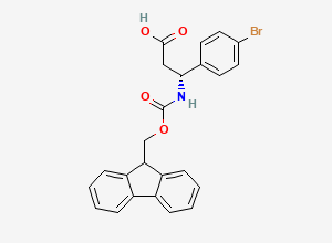 Two-dimensional chemical structure of (3R)-3-(4-bromophenyl)-3-((((9H-fluoren-9-yl)methoxy)carbonyl)amino)propanoic acid