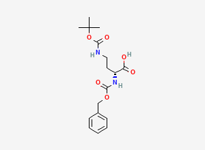 Two-dimensional chemical structure of (R)-2-(((Benzyloxy)carbonyl)amino)-4-((tert-butoxycarbonyl)amino)butanoic acid