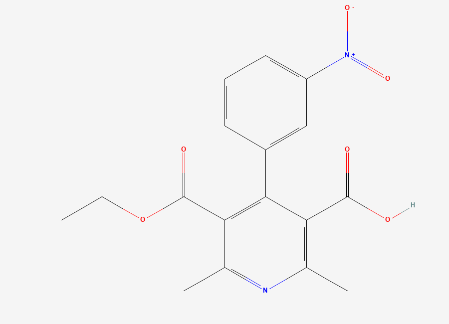 Two-dimensional chemical structure of 3-Ethyl 2,6-dimethyl-4-(3-nitrophenyl)-3,5-pyridinedicarboxylate