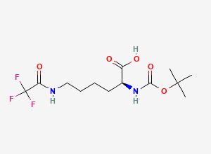 Two-dimensional chemical structure of (S)-2-((tert-Butoxycarbonyl)amino)-6-(2,2,2-trifluoroacetamido)hexanoic acid