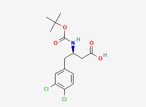 Two-dimensional chemical structure of (R)-3-((tert-Butoxycarbonyl)amino)-4-(3,4-dichlorophenyl)butanoic acid