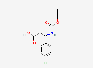 Two-dimensional chemical structure of (S)-3-((Tert-butoxycarbonyl)amino)-3-(4-chlorophenyl)propanoic acid