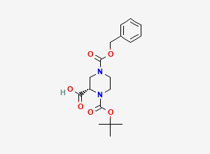 Two-dimensional chemical structure of 1-(1,1-Dimethylethyl) 4-(phenylmethyl) (2S)-1,2,4-piperazinetricarboxylate
