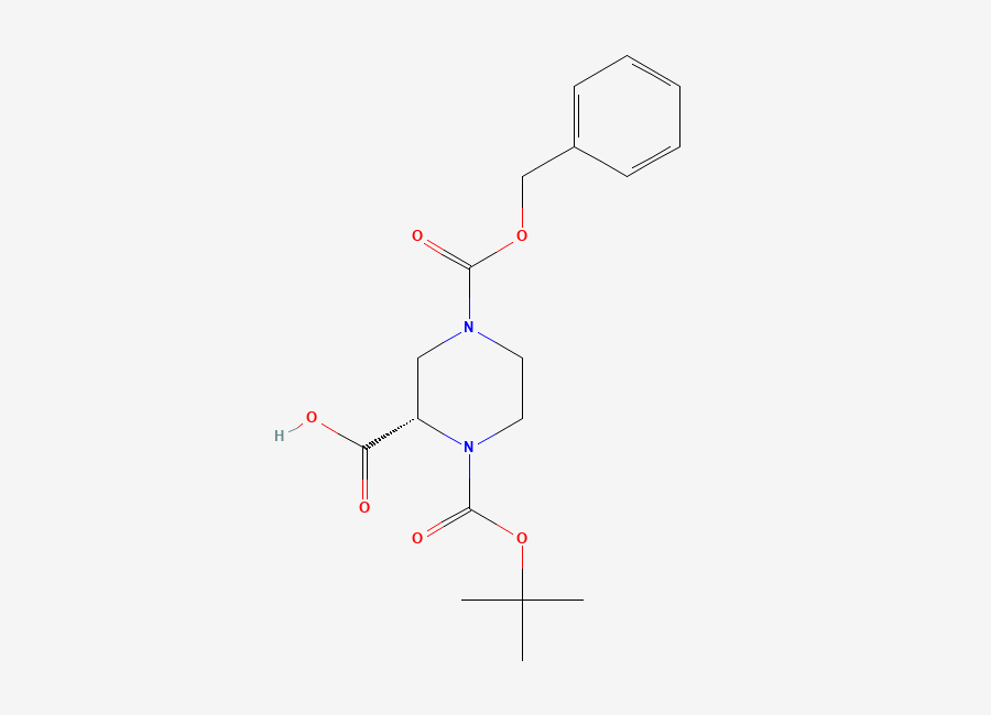 Two-dimensional chemical structure of 1-(1,1-Dimethylethyl) 4-(phenylmethyl) (2S)-1,2,4-piperazinetricarboxylate