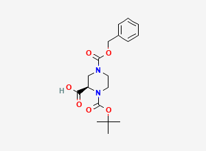 Two-dimensional chemical structure of 1-(1,1-Dimethylethyl) 4-(phenylmethyl) (2R)-1,2,4-piperazinetricarboxylate