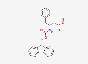 Two-dimensional chemical structure of (3R)-3-({[(9H-Fluoren-9-yl)methoxy]carbonyl}amino)-4-phenylbutanoic acid