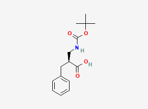 Two-dimensional chemical structure of (S)-2-Benzyl-3-((tert-butoxycarbonyl)amino)propanoic acid