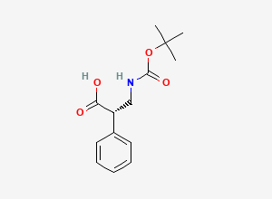 Two-dimensional chemical structure of (S)-3-((tert-Butoxycarbonyl)amino)-2-phenylpropanoic acid