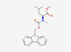 Two-dimensional chemical structure of (2S)-2-({[(9H-fluoren-9-yl)methoxy]carbonyl}(methyl)amino)-4-methylpentanoic acid