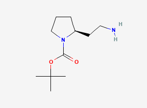 Two-dimensional chemical structure of tert-butyl (2S)-2-(2-aminoethyl)pyrrolidine-1-carboxylate
