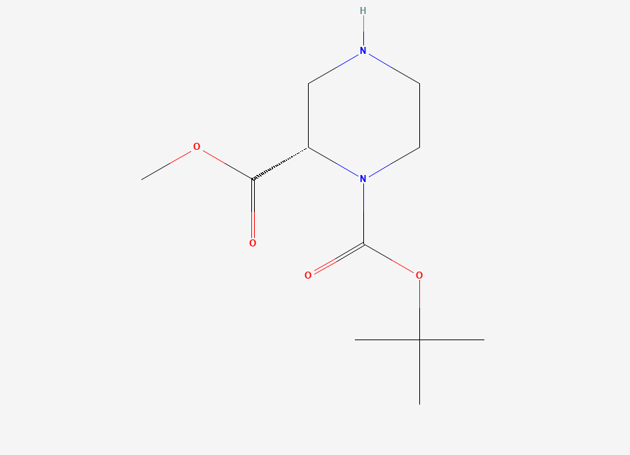 Two-dimensional chemical structure of (S)-1-N-Boc-piperazine-2-carboxylic acid methyl ester