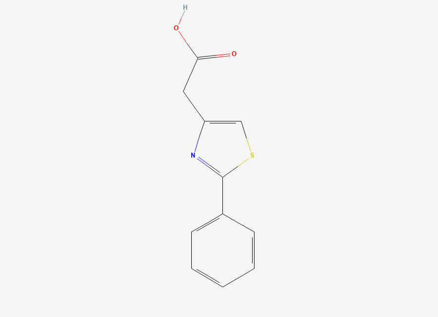 Two-dimensional chemical structure of 2-(2-Phenyl-1,3-Thiazol-4-Yl)Acetic Acid