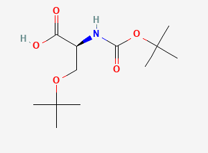 Two-dimensional chemical structure of (2S)-3-(tert-butoxy)-2-{[(tert-butoxy)carbonyl]amino}propanoic acid