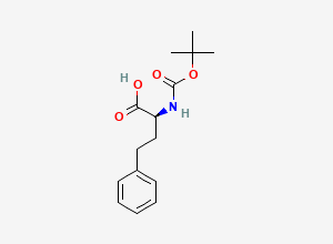 Two-dimensional chemical structure of (2S)-2-(((tert-butoxy)carbonyl)amino)-4-phenylbutanoic acid