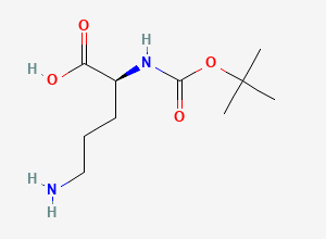 Two-dimensional chemical structure of (2S)-5-amino-2-{[(tert-butoxy)carbonyl]amino}pentanoic acid