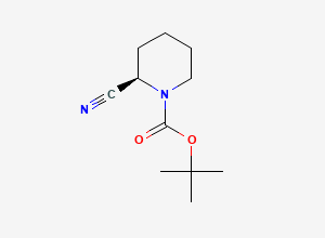 Two-dimensional chemical structure of tert-butyl (2R)-2-cyanopiperidine-1-carboxylate