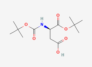 Two-dimensional chemical structure of (R)-4-(tert-butoxy)-3-((tert-butoxycarbonyl)amino)-4-oxobutanoic acid