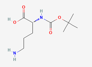 Two-dimensional chemical structure of (R)-5-Amino-2-((tert-butoxycarbonyl)amino)pentanoic acid