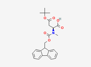 Two-dimensional chemical structure of N-alpha-(9-Fluorenylmethyloxycarbonyl)-N-alpha-methyl-L-aspartic acid beta-t-butyl ester