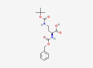 Two-dimensional chemical structure of (S)-2-(((Benzyloxy)carbonyl)amino)-4-((tert-butoxycarbonyl)amino)butanoic acid