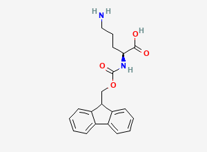 Two-dimensional chemical structure of (2S)-5-amino-2-({[(9H-fluoren-9-yl)methoxy]carbonyl}amino)pentanoic acid