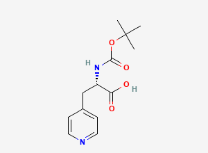 Two-dimensional chemical structure of (2S)-2-(((tert-butoxy)carbonyl)amino)-3-(pyridin-4-yl)propanoic acid