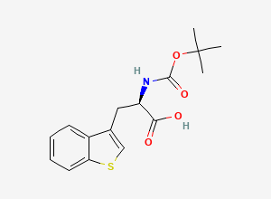 Two-dimensional chemical structure of (R)-3-(Benzo[b]thiophen-3-yl)-2-((tert-butoxycarbonyl)amino)propanoic acid