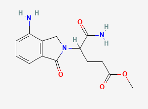 Two-dimensional chemical structure of Methyl 5-amino-4-(4-amino-1-oxoisoindolin-2-yl)-5-oxopentanoate, CAS 1198299-53-4