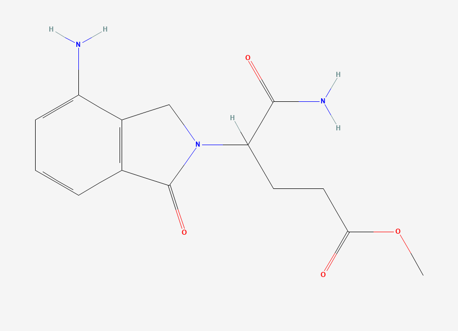 Two-dimensional chemical structure of Methyl 5-amino-4-(4-amino-1-oxoisoindolin-2-yl)-5-oxopentanoate, CAS 1198299-53-4