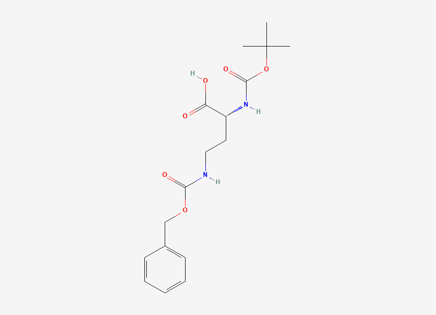 Two-dimensional chemical structure of (R)-4-(((Benzyloxy)carbonyl)amino)-2-((tert-butoxycarbonyl)amino)butanoic acid