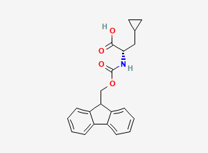 Two-dimensional chemical structure of (2S)-3-cyclopropyl-2-((((9H-fluoren-9-yl)methoxy)carbonyl)amino)propanoic acid
