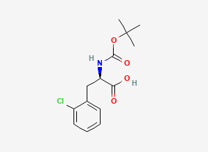 Two-dimensional chemical structure of (R)-2-((tert-Butoxycarbonyl)amino)-3-(2-chlorophenyl)propanoic acid