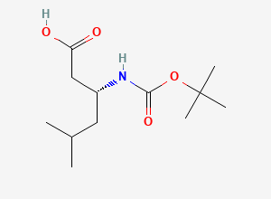 Two-dimensional chemical structure of (R)-3-((tert-Butoxycarbonyl)amino)-5-methylhexanoic acid