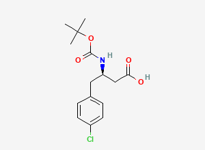 Two-dimensional chemical structure of (R)-3-((tert-butoxycarbonyl)amino)-4-(4-chlorophenyl)butanoic acid
