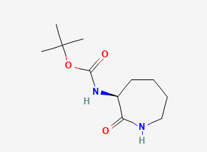Two-dimensional chemical structure of (S)-tert-Butyl (2-oxoazepan-3-yl)carbamate