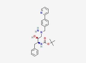 Two-dimensional chemical structure of tert-Butyl ((2S,3S)-3-hydroxy-1-phenyl-4-(1-(4-(pyridin-2-yl)benzyl)hydrazinyl)butan-2-yl)carbamate, CAS 857904-20-2