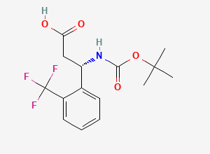 Two-dimensional chemical structure of (S)-3-((tert-Butoxycarbonyl)amino)-3-(2-(trifluoromethyl)phenyl)propanoic acid