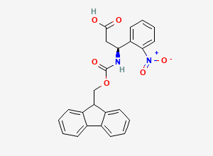 Two-dimensional chemical structure of (betaS)-beta-[[(9H-Fluoren-9-ylmethoxy)carbonyl]amino]-2-nitrobenzenepropanoic acid
