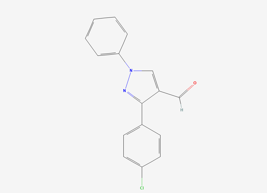 Two-dimensional chemical structure of 3-(4-Chlorophenyl)-1-phenyl-1H-pyrazole-4-carbaldehyde