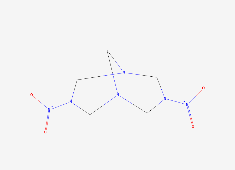 Two-dimensional chemical structure of Dinitropentamethylenetetramine, CAS 949-56-4