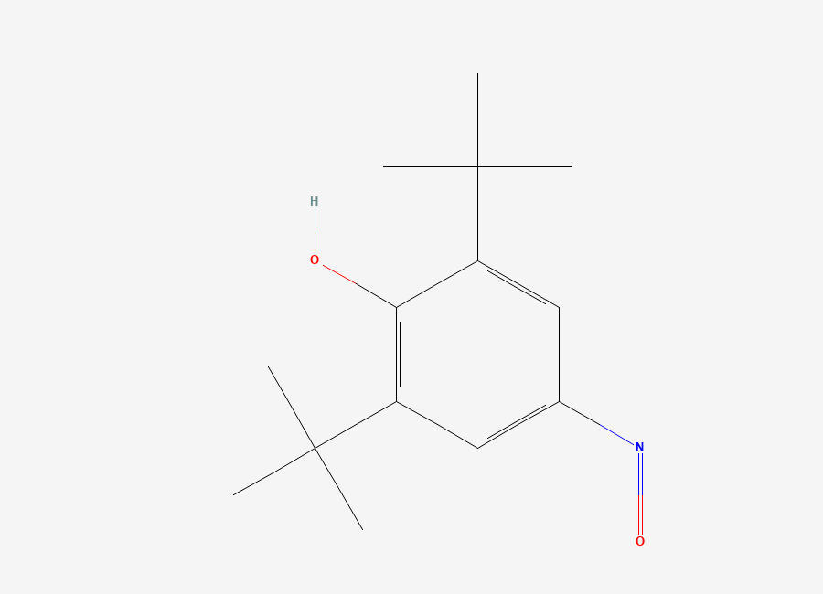 Two-dimensional chemical structure of 2,6-Di-tert-butyl-4-nitrosophenol, CAS 955-03-3