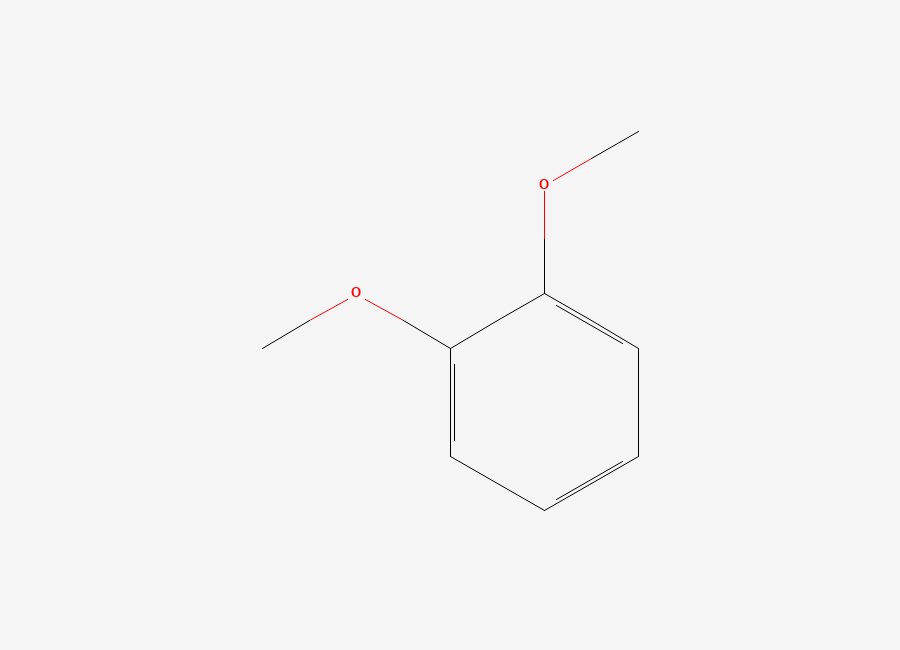 Two-dimensional chemical structure of 1,2-Dimethoxybenzene, CAS 91-16-7