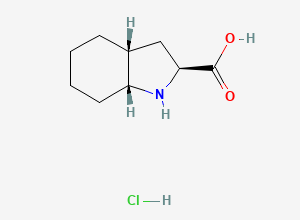 Two-dimensional chemical structure of (2S,3AR,7AR)-Octahydro-1H-indole-2-carboxylic acid hydrochloride