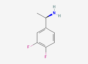 Two-dimensional chemical structure of (1R)-1-(3,4-Difluorophenyl)ethan-1-amine