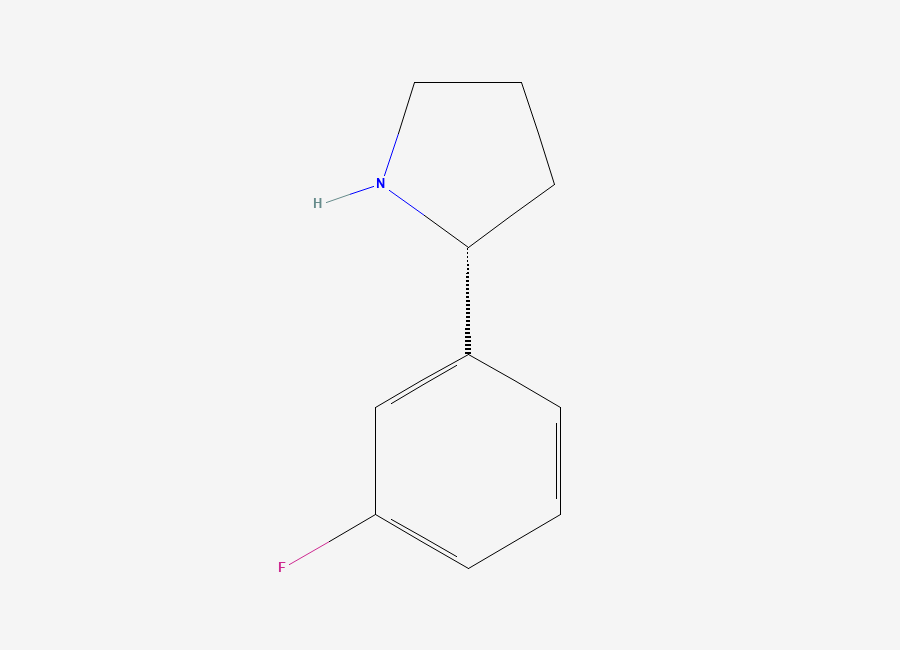 Two-dimensional chemical structure of (R)-2-(3-Fluorophenyl)pyrrolidine