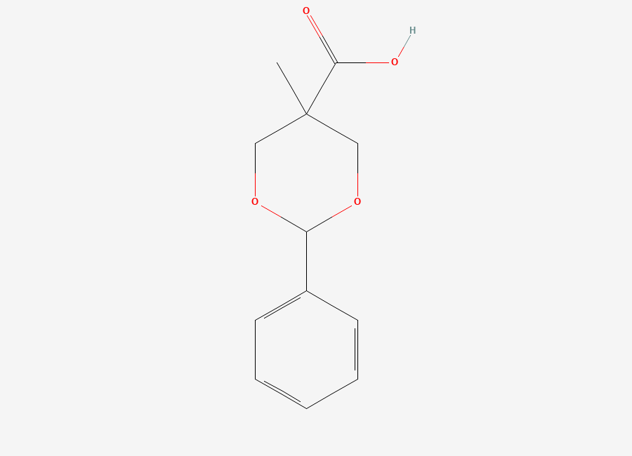 Two-dimensional chemical structure of 5-Methyl-2-phenyl-1,3-dioxane-5-carboxylic acid
