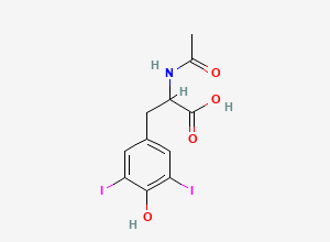 Two-dimensional chemical structure of N-Acetyl-3,5-diiodo-L-tyrosine, CAS 1027-28-7